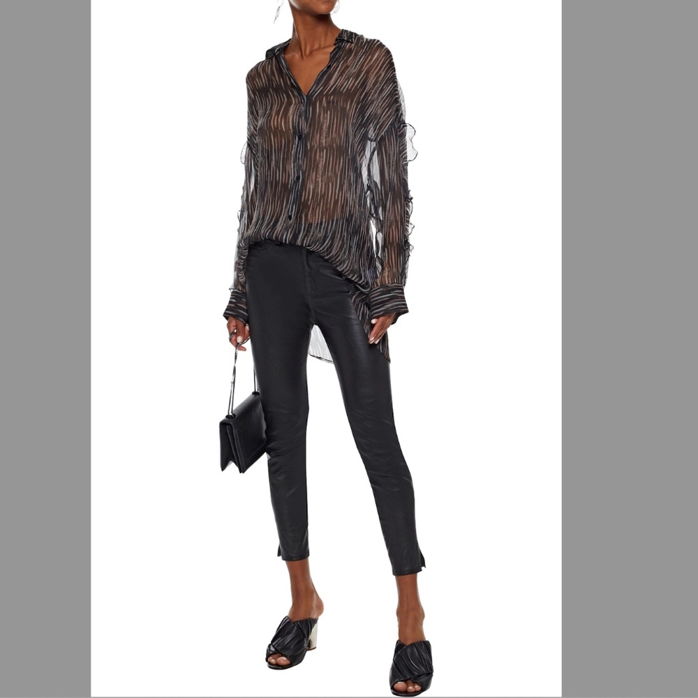 NWT IRO 'Calgary' Sheer Print Blouse Ruffle Sleeve